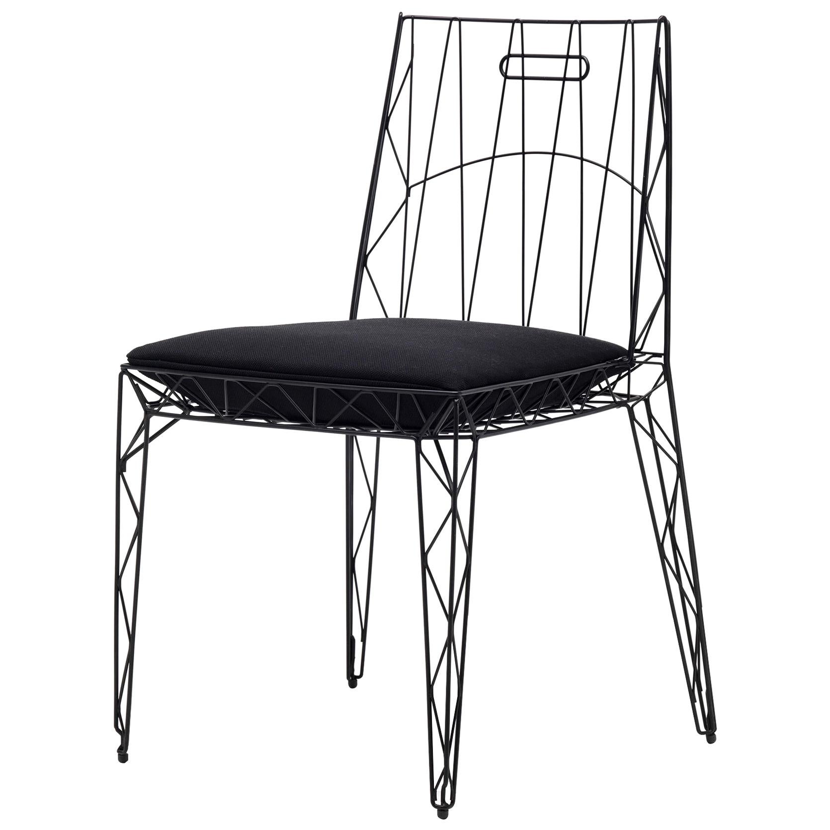 21st Century Modern Ultralight Chair With Steel Wire Frame and Fabric Cushions For Sale