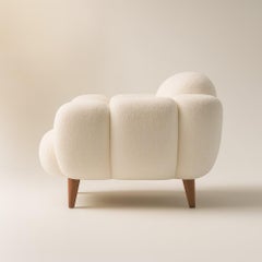 Nuage Blanc Fauteuil — Ivory Bouclé Petal Arms, Walnut Legs by Sidani Design