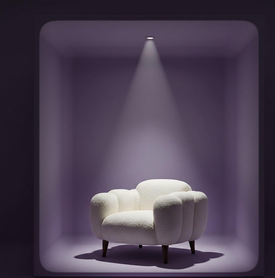 Nuage Bleu Fauteuil - Bouclé Azul Celadón , Patas Roble Gris by Sidani Design en venta 4