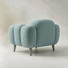 Nuage Bleu Fauteuil — Celadon Blue Bouclé , Grey Oak Legs by Sidani Design