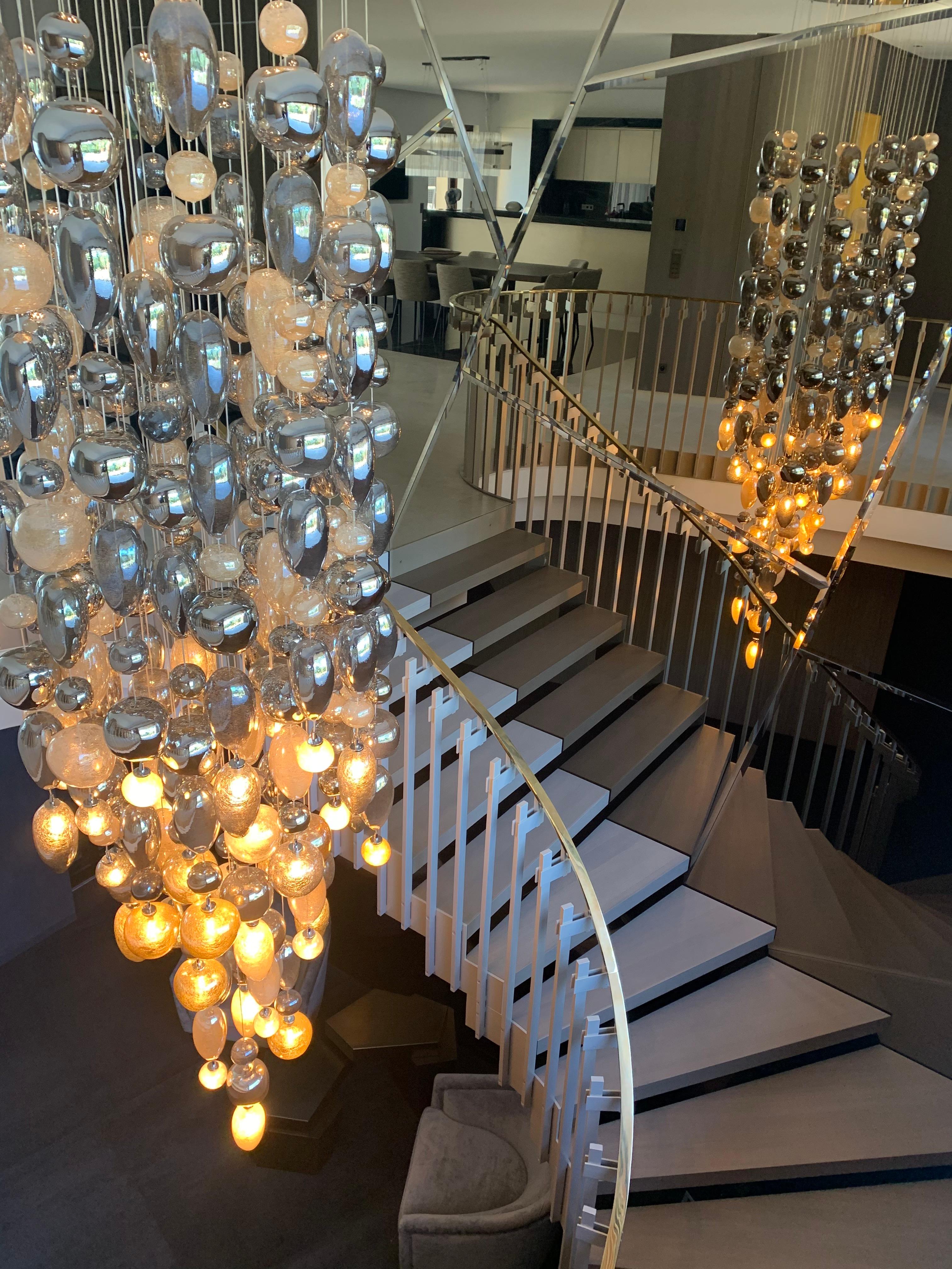 Nuage Mouth-Blown Glass Pendant Light Francés en venta