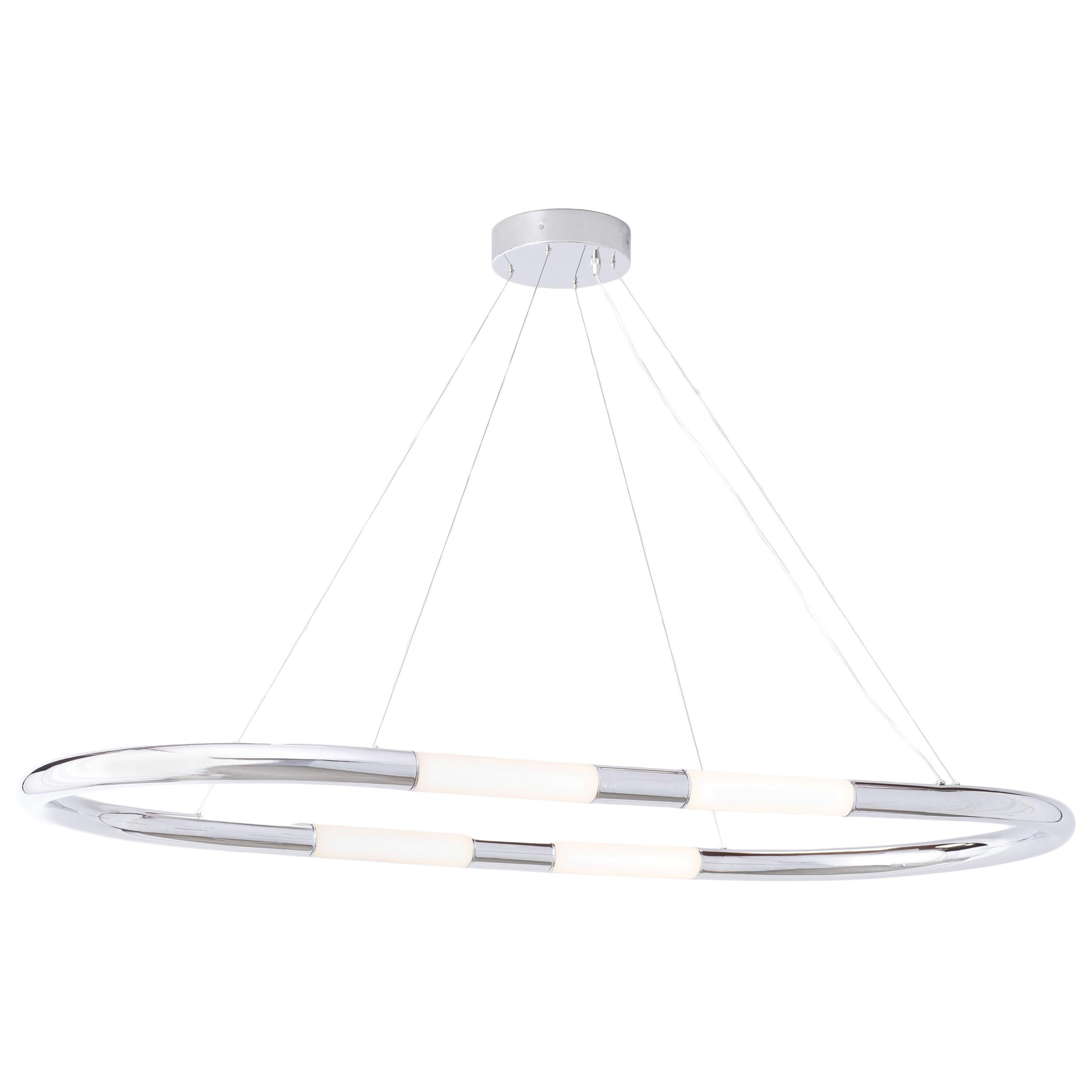 Nuage Polished Chrome and White Sandblasted 4 Glass Shade Single Pendant Light