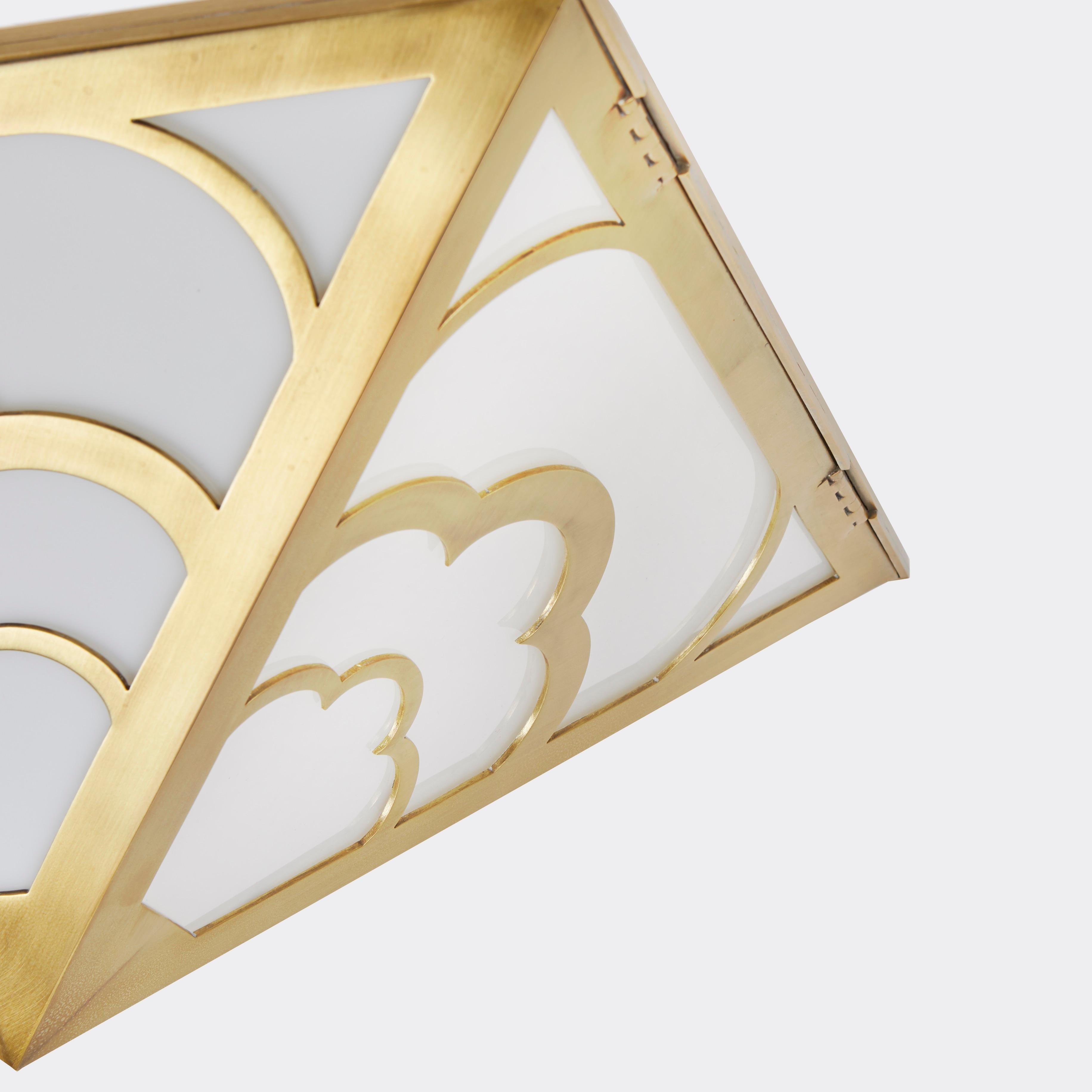 Modern Nuages Deco Flush Mount in Brass by David Duncan For Sale