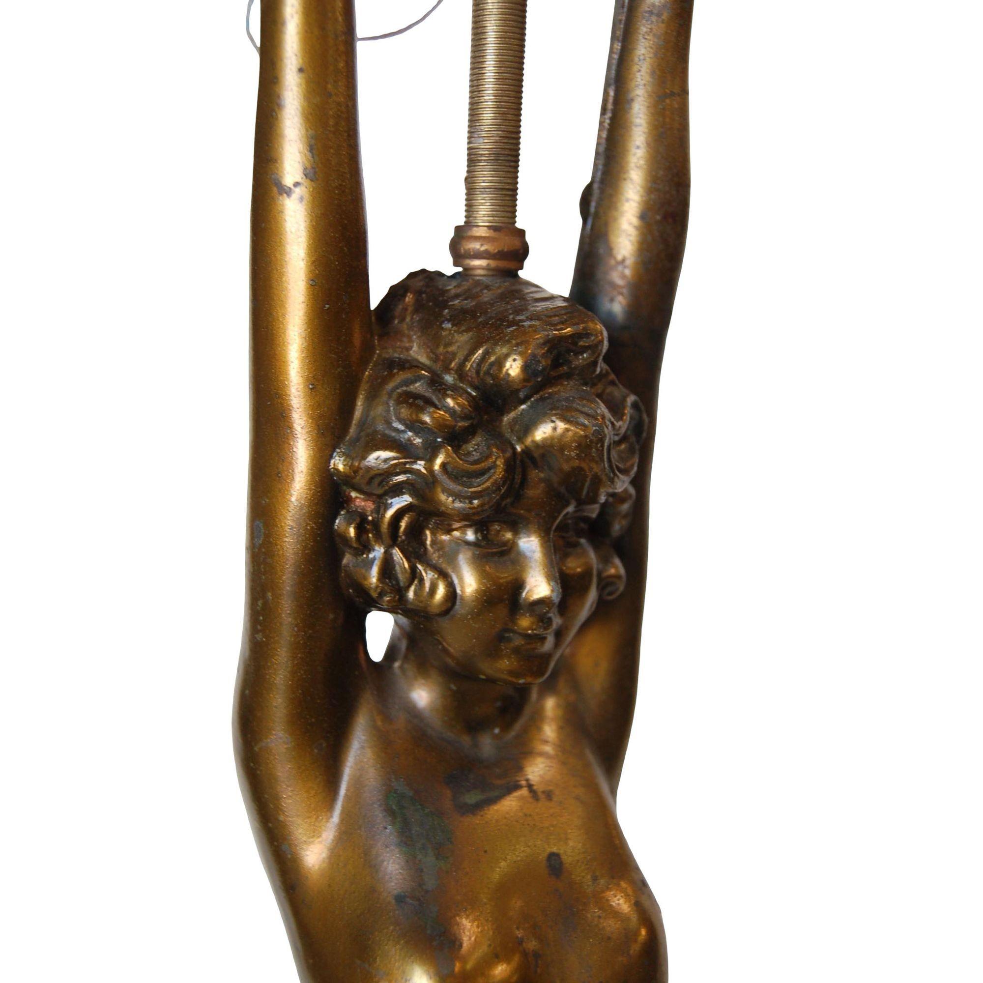 American Nuart Bronze Standing Nude Figure Accent Table Lamp For Sale