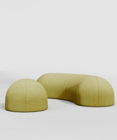 Panchina gialla scultorea Nuba, design contemporaneo, Made in Italy