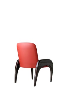 Nuba, the Chair in Leather with Legs in Glossy Lacquered Solid Ash
