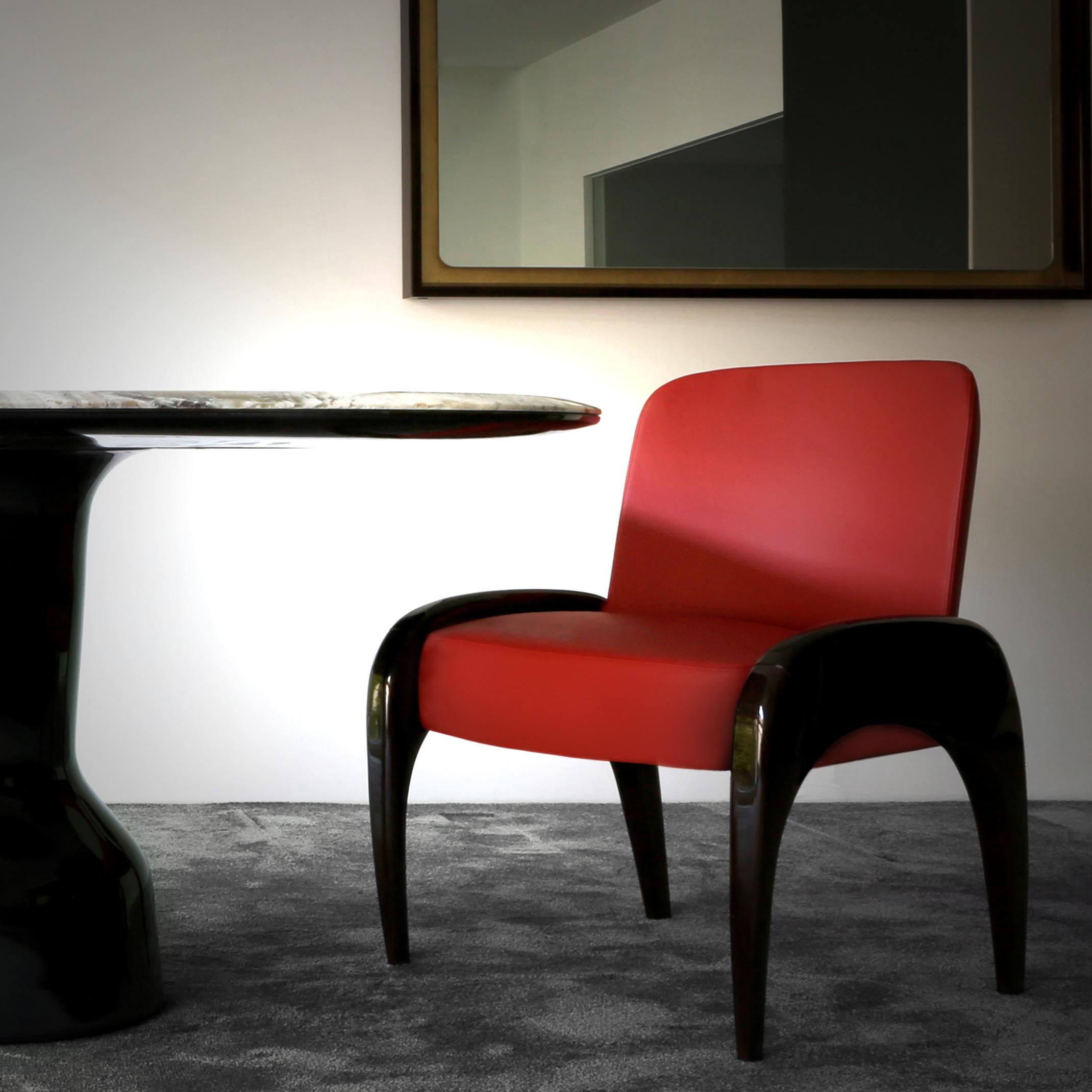 Contemporary Nuba, the Chair in Leather with Legs in Glossy Lacquered Solid Ash For Sale