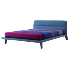 Nube Italia Amos Bed in Blue Upholstery by Mario Ferrarini