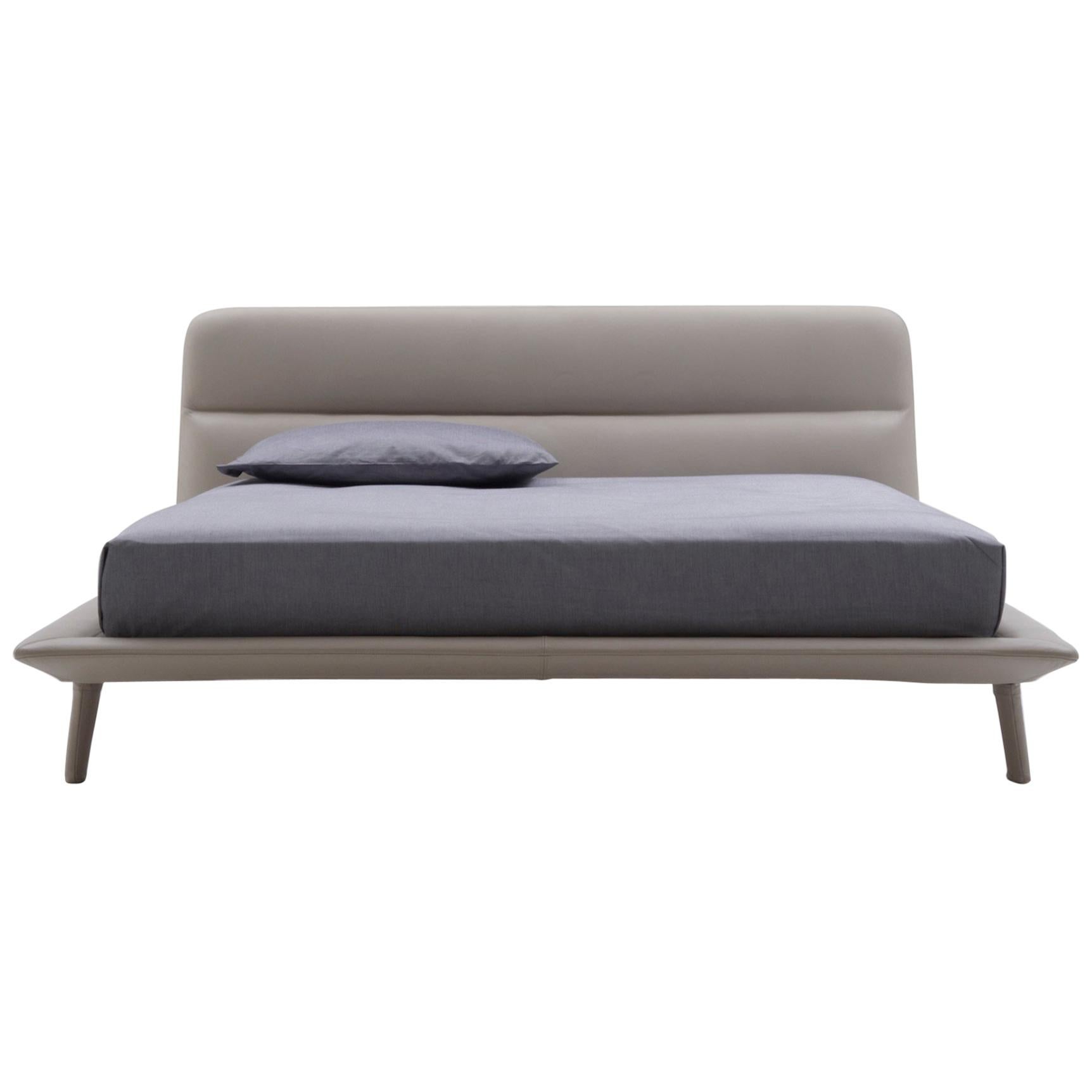 Nube Italia Amos Bed in Taupe and Gray Fabric by Mario Ferrarini
