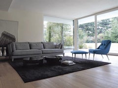 Sillón Nube Fency con taburete en tela azul o muchas otras telas/pieles