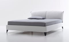 Nube Italia Flatter Bed in Variations of Gray and White Fabric by Antonio Nicoli
