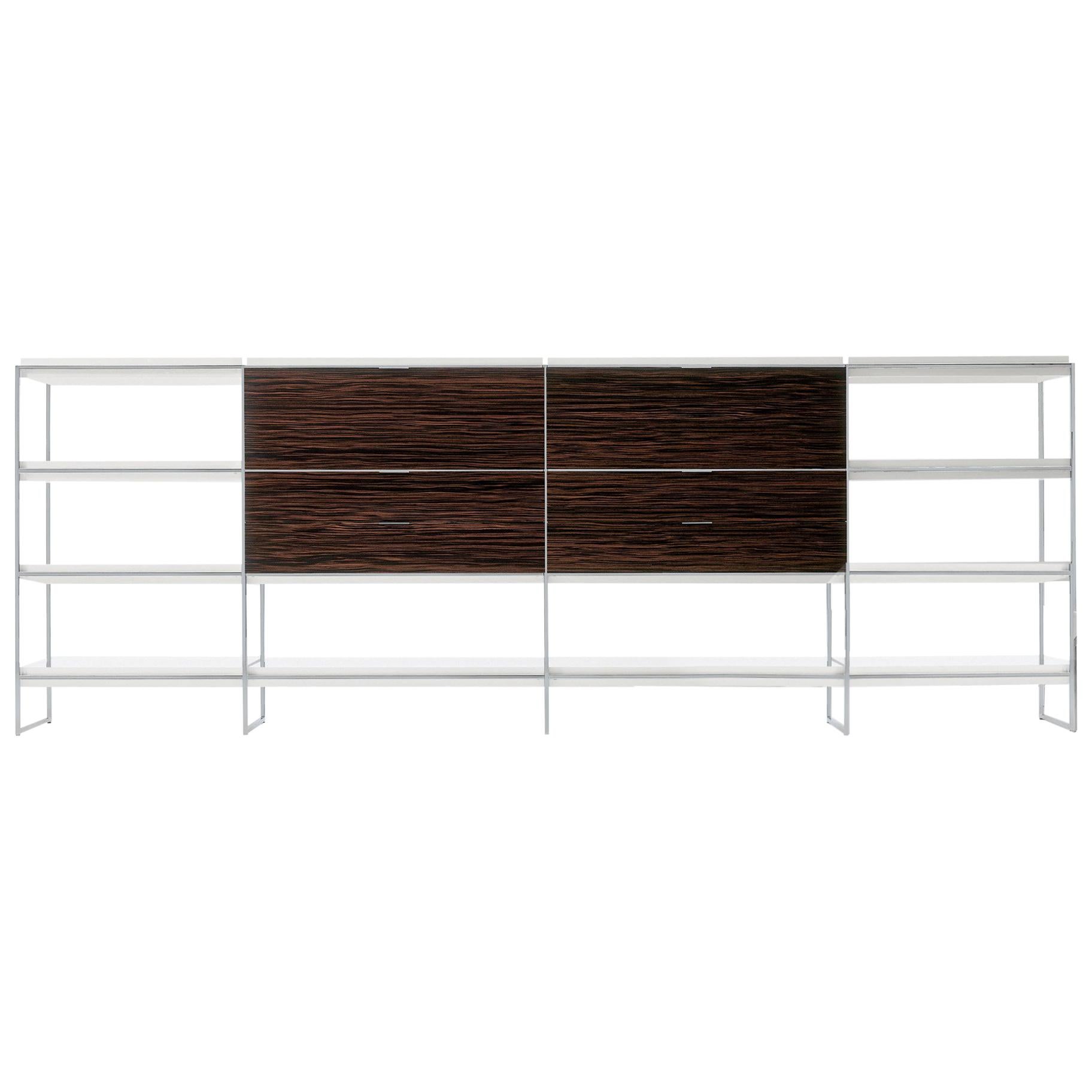 Nube Italia Link Double Shelves in Dark Brown Wood by Kemistry of Style For Sale