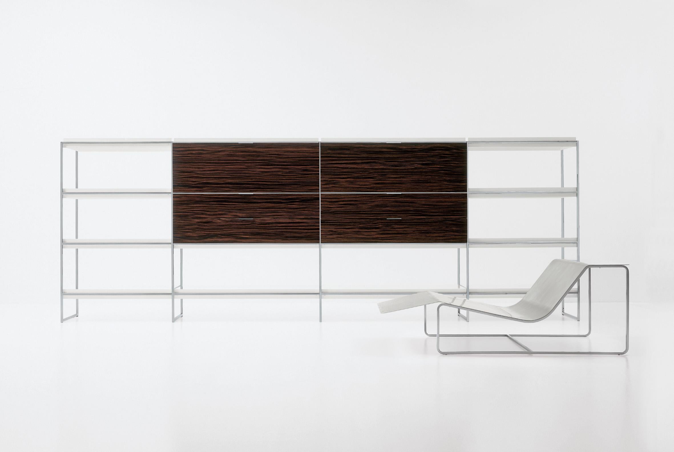 Italian Nube Italia Link Double Shelves in Natural Taupe Wood by Kemistry of Style For Sale