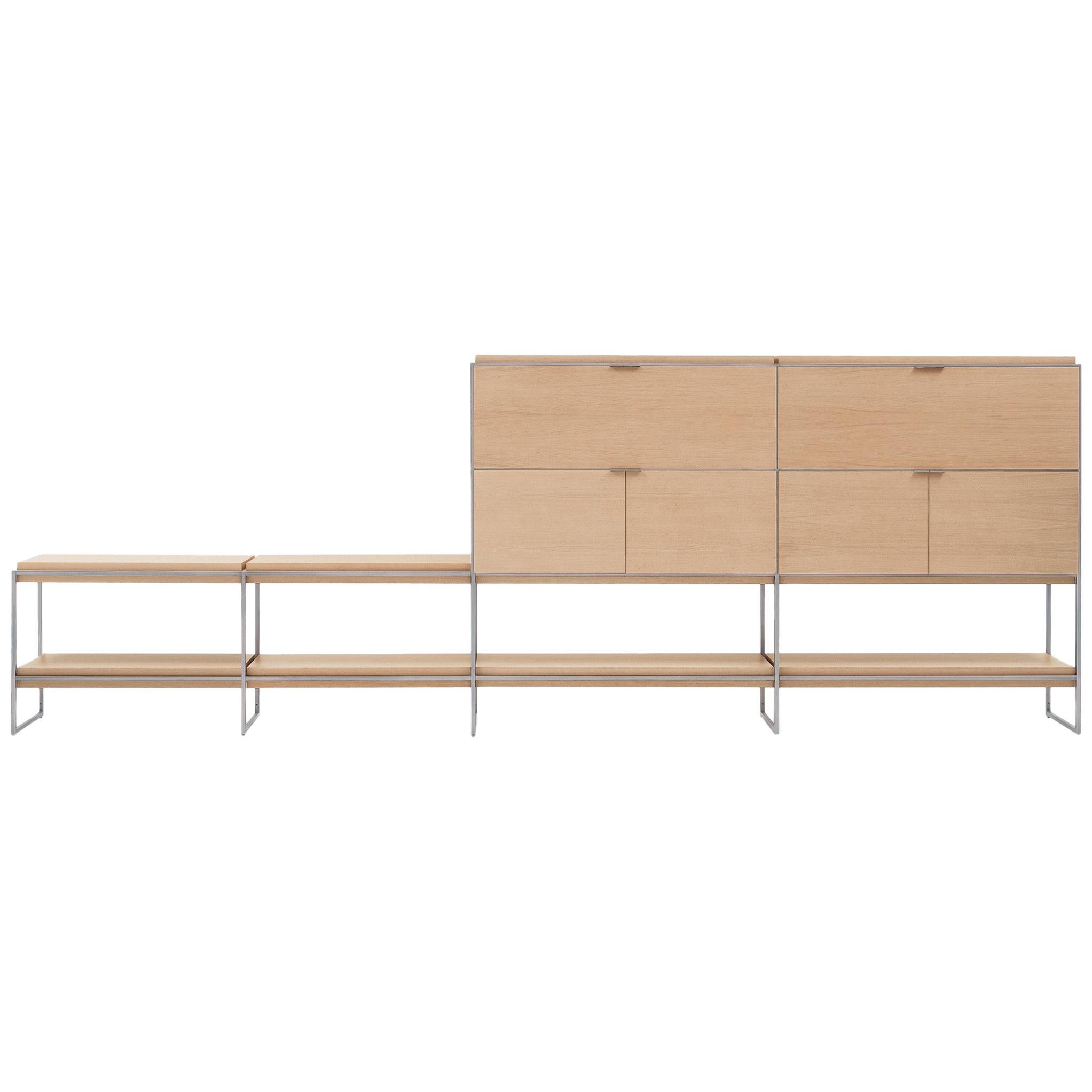 Nube Italia Link Double Shelves in Natural Taupe Wood by Kemistry of Style