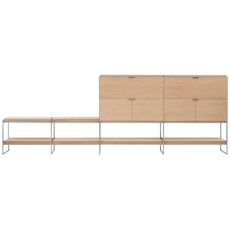 Nube Italia Link Double Shelves in Natural Taupe Wood by Kemistry of Style For Sale