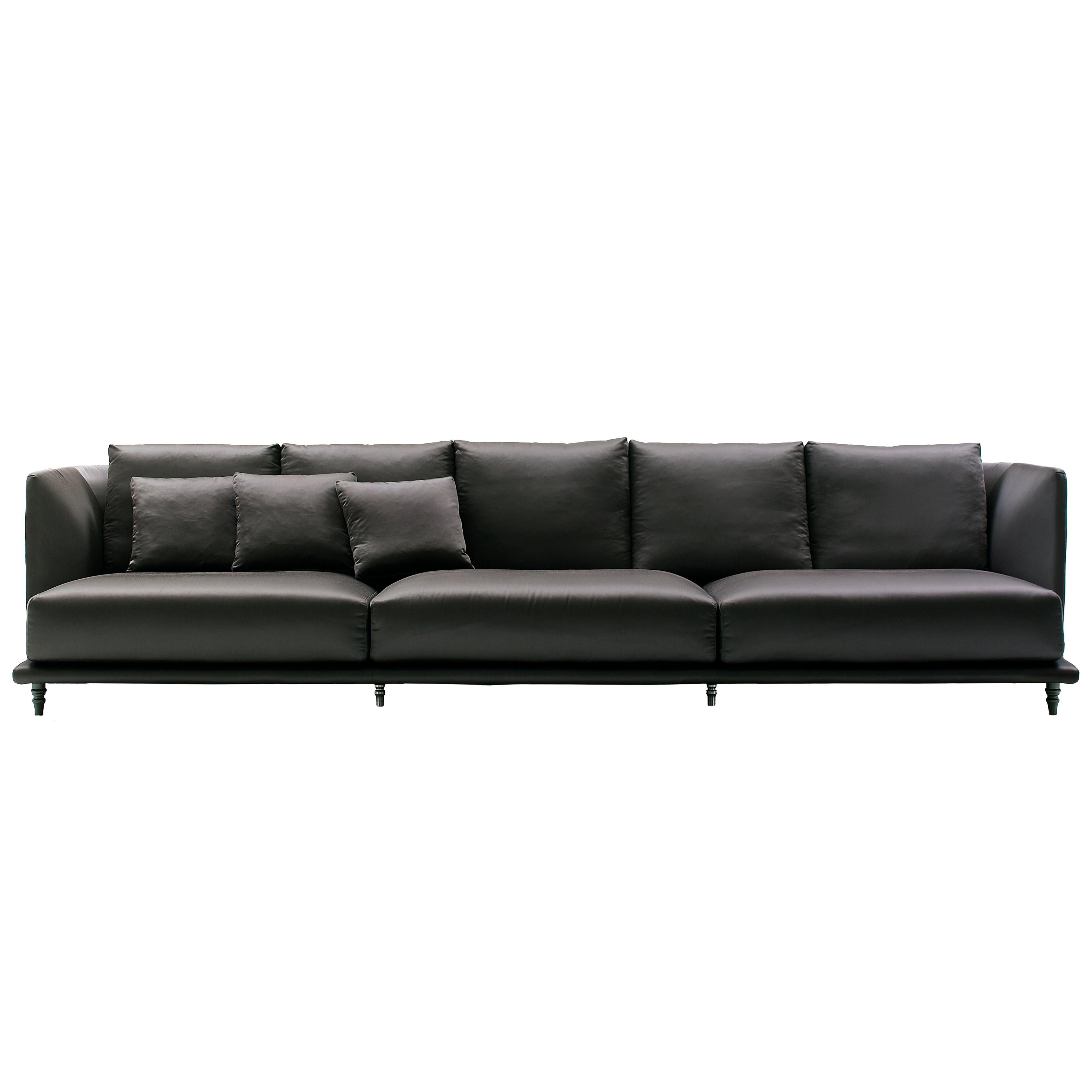Nube Italia Remind Sofa in Black Leather by Carlo Colombo For Sale