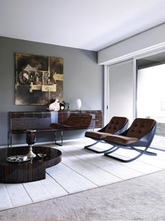 Poltrona da riposo Nube Italia in tessuto marrone e nero di Carlo Colombo