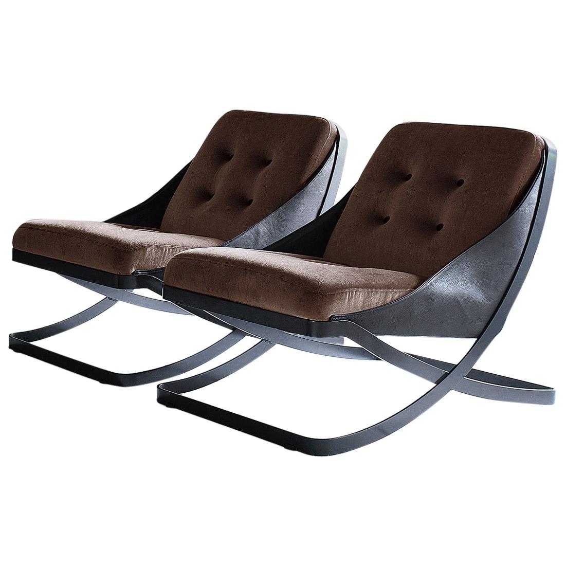 Nube Italia Rest Armchair in Brown and Black Fabric by Carlo Colombo