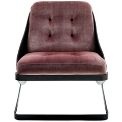 Fauteuil de repos Nube Italia en velours rouge ou marron foncé par Carlo Colombo