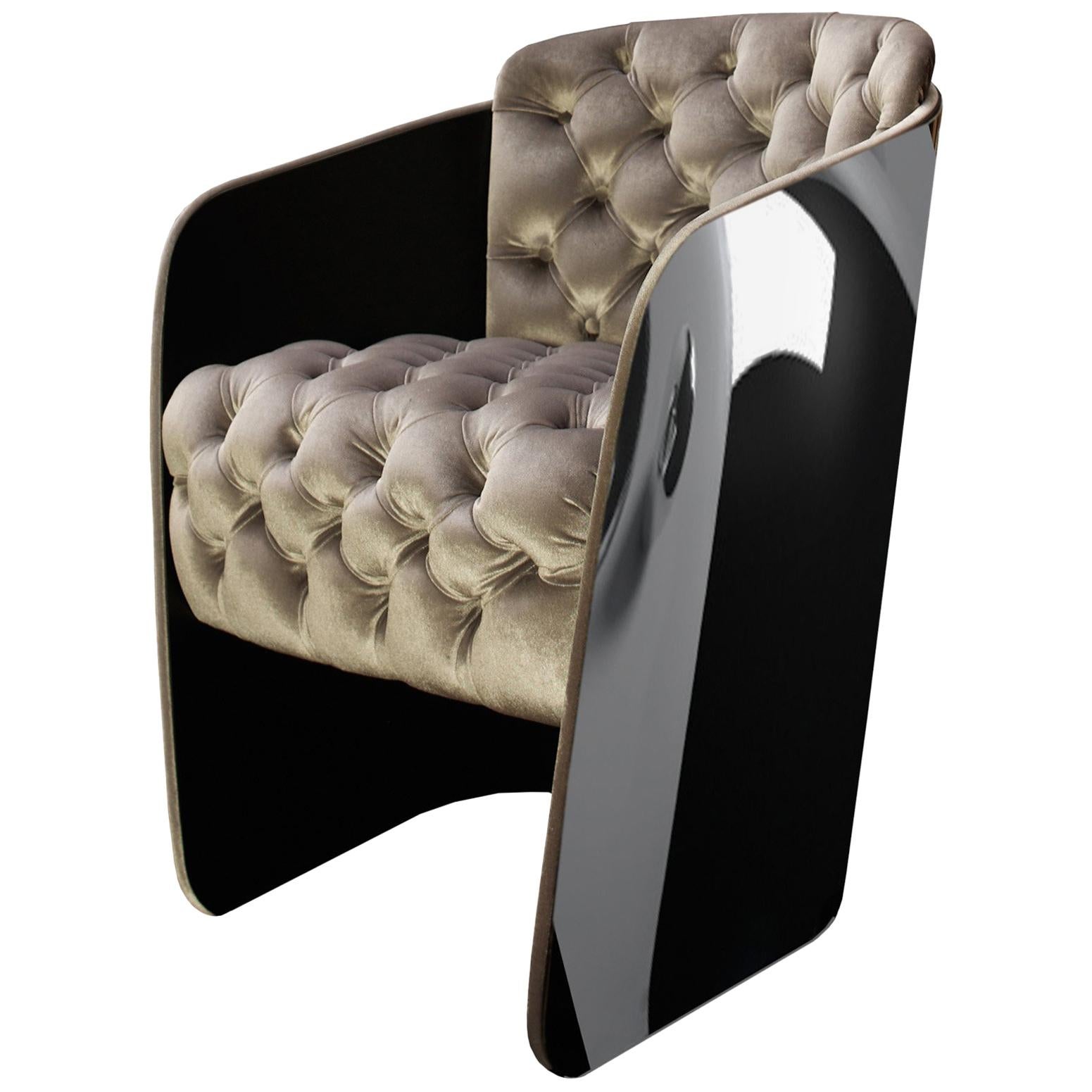 Nube Italia Sir Armchair in Gold with Black Back by Carlo Colombo