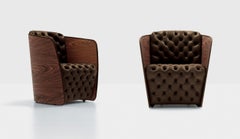 Nube Italia Poltrona Sir in oro con schienale in Wood di Carlo Colombo