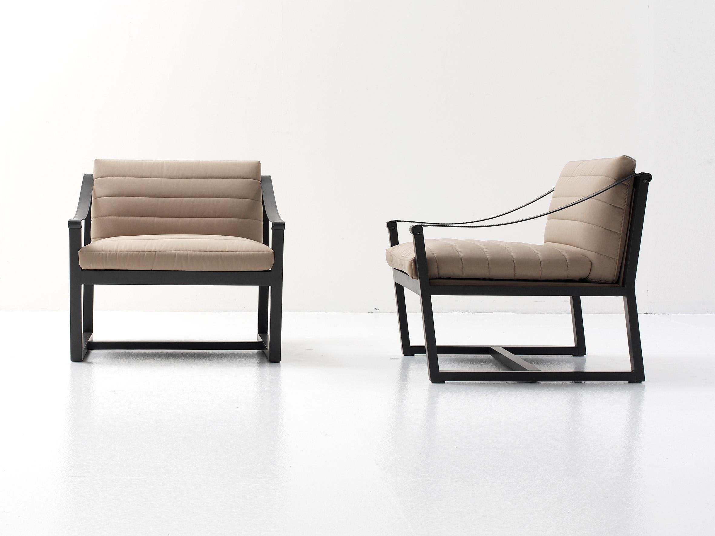 Nube Italia Sessel aus Weichholz in Taupefarbenem Leder von Marco Corti (Moderne) im Angebot
