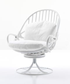 Nube Italia Twist-Sessel aus weißem Bambus mit Metallgestell von Marco Corti