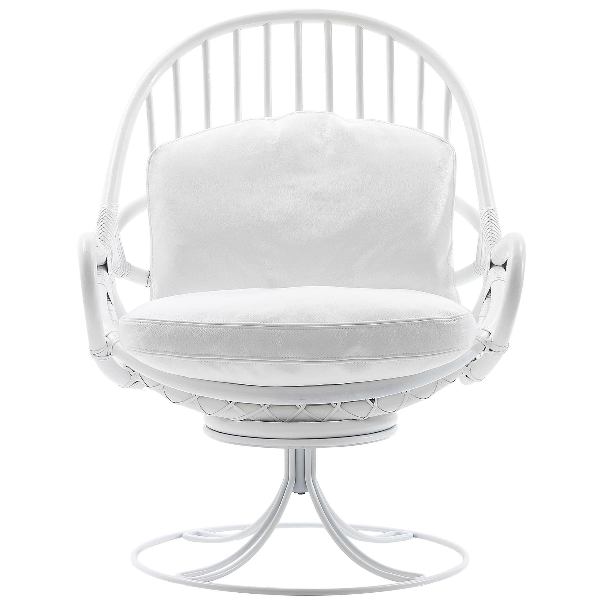 Nube Italia Twist Armchair in White Bamboo with Metal Frame by Marco Corti For Sale