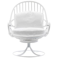 Fauteuil Nube Italia Twist en bambou blanc avec cadre métallique de Marco Corti