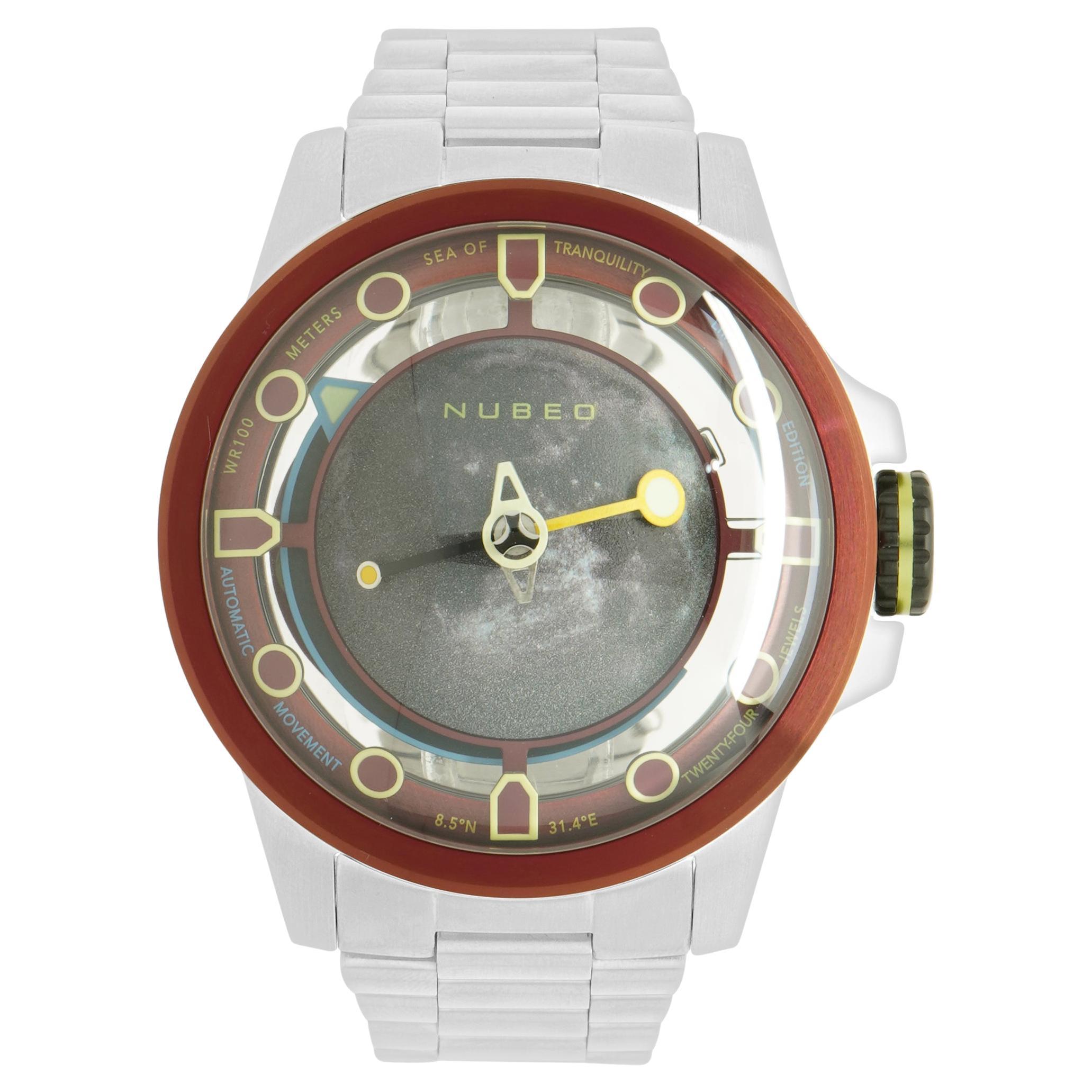 Nubeo Stainless Steel Tranquility Limited Edition Gibbous Red 48mm For Sale