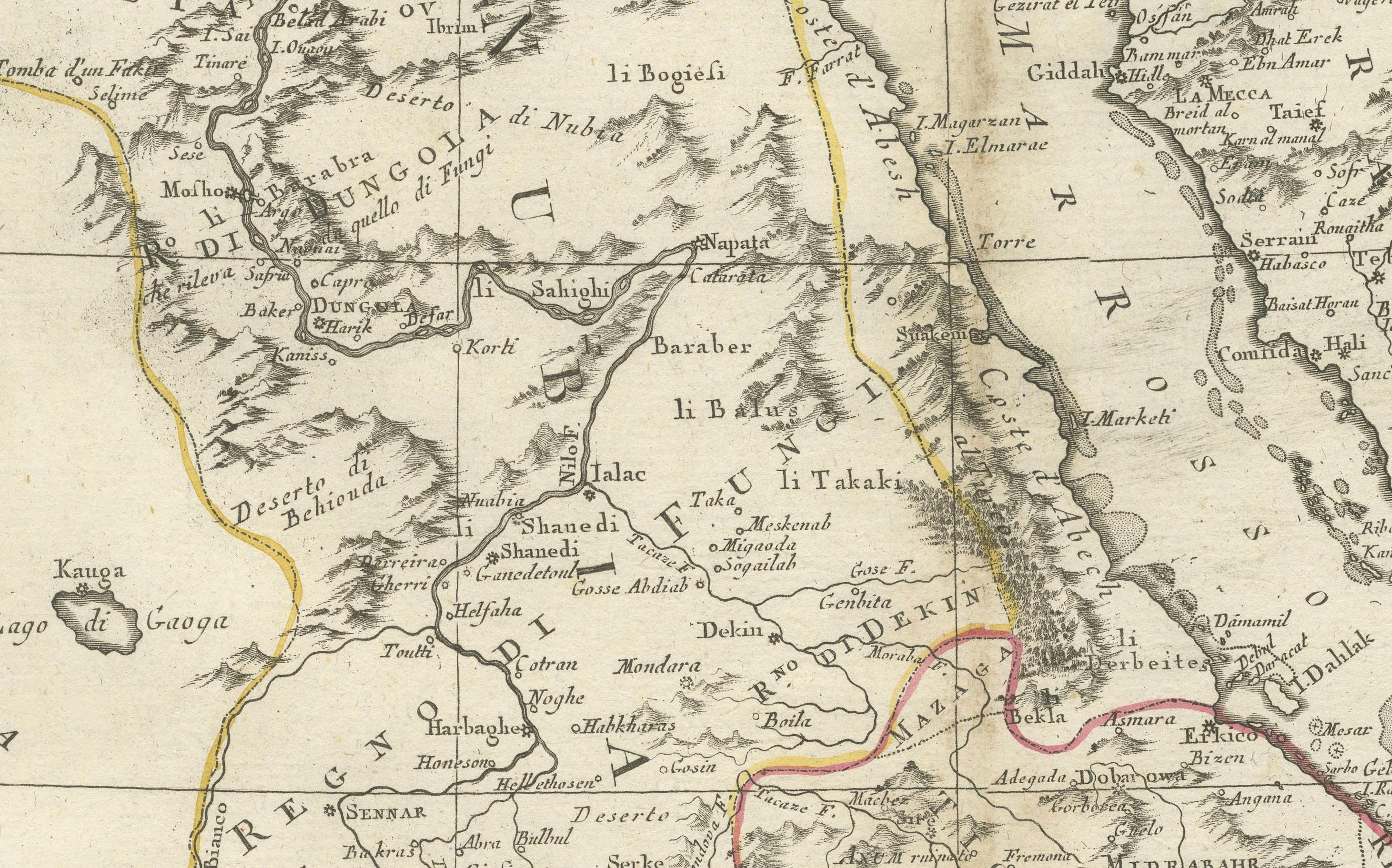 Nubia and Abyssinia – Venetian Map of Northeast Africa, Zatta, 1784