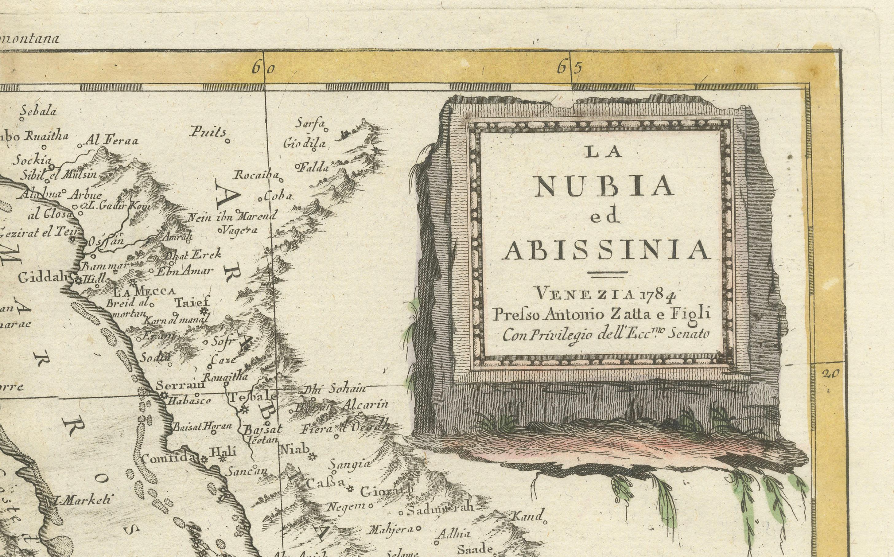 Nubia and Abyssinia – Venetian Map of Northeast Africa, Zatta, 1784