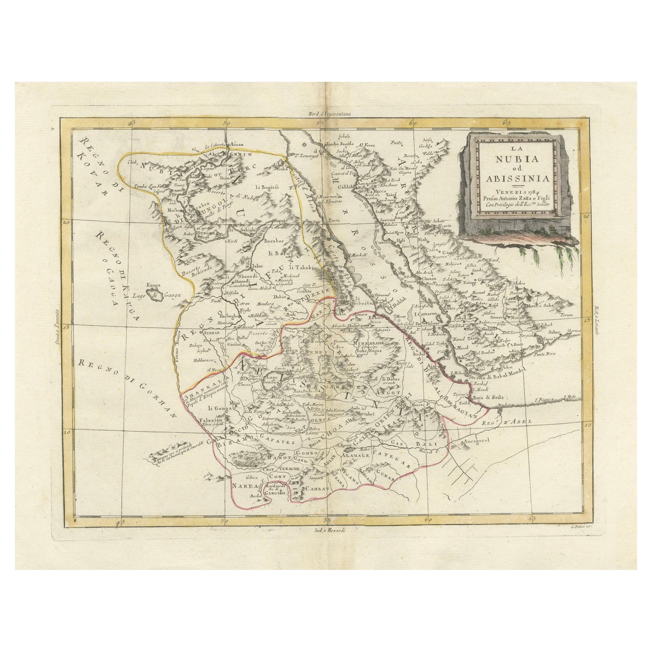 Nubia and Abyssinia – Venetian Map of Northeast Africa, Zatta, 1784
