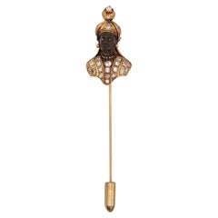 Nubian Prince Stick Pin In 18Kt Yellow Gold With 2.28 Ctw In Diamonds And Ruby
