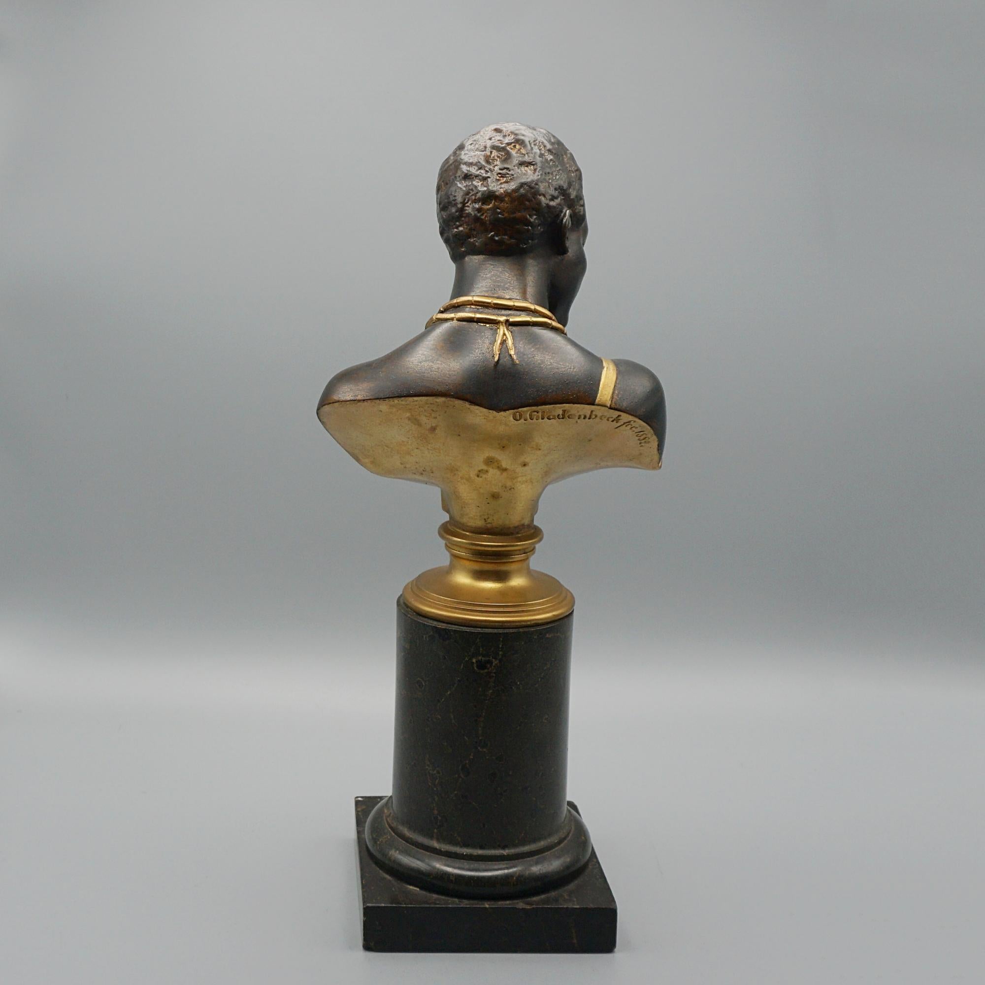'Nubian Woman' Late 19th Century Bronze Sculpture by Oskar Gladenbeck 1
