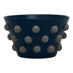 Ciotola scultorea in gres di Nubo Blue, design contemporaneo