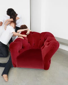 Nubola 133 Velvet Sofa in Steel by Gaetano Pesce