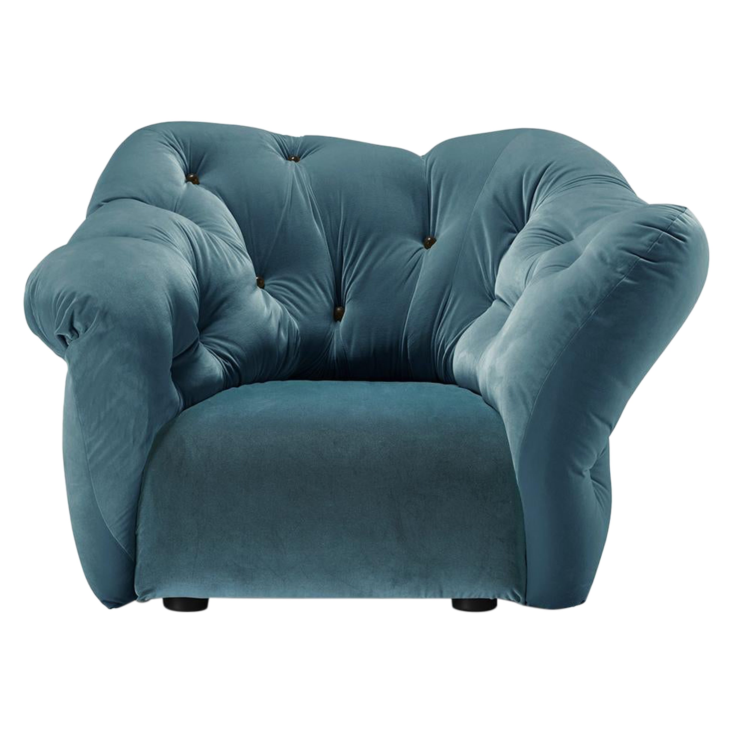 Nubola 133 Velvet Sofa in Steel by Gaetano Pesce