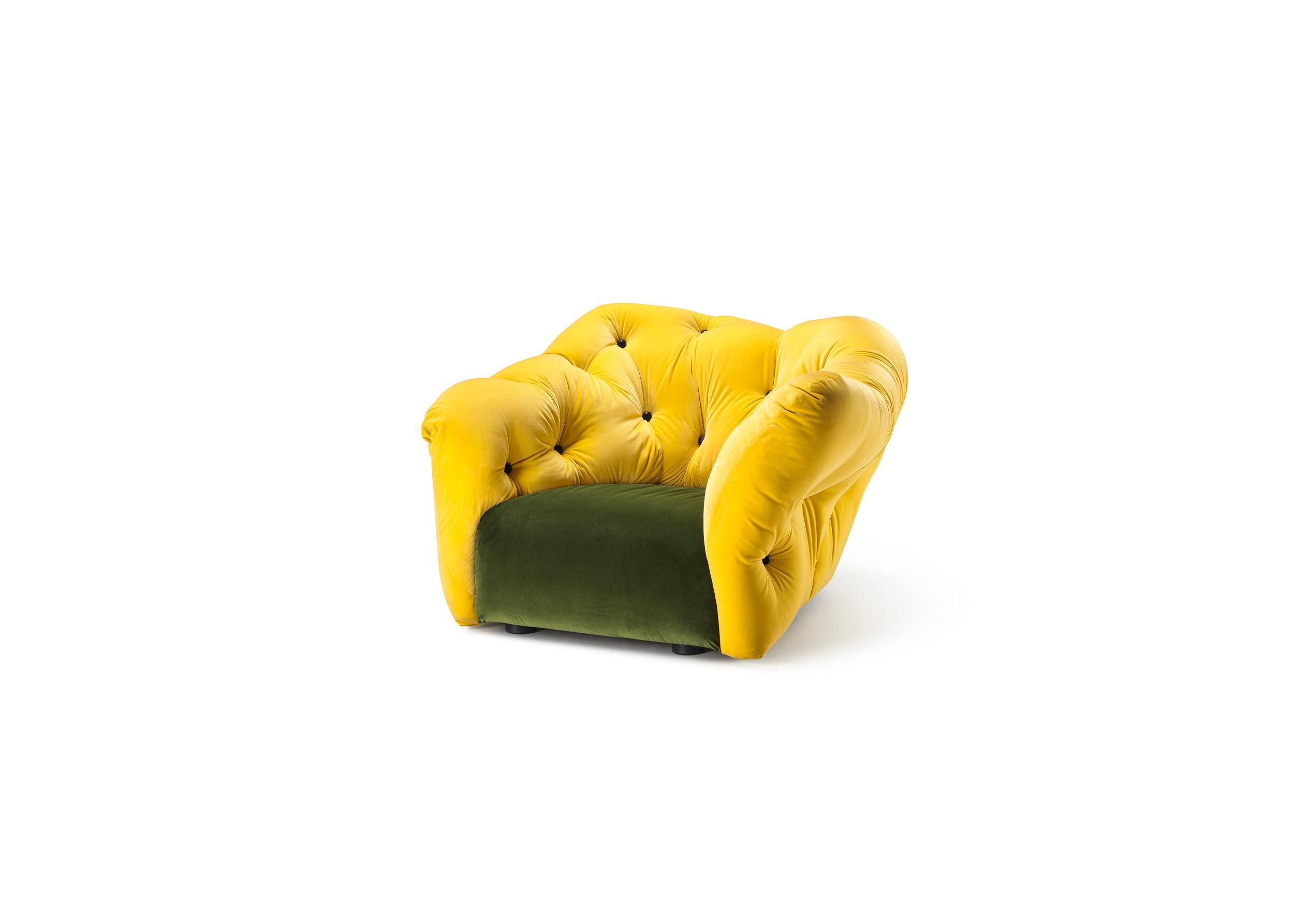 Sofá Nubola 133 Terciopelo Amarillo-Musgo by Gaetano Pesce en Nuevo estado para la venta en Brooklyn, NY