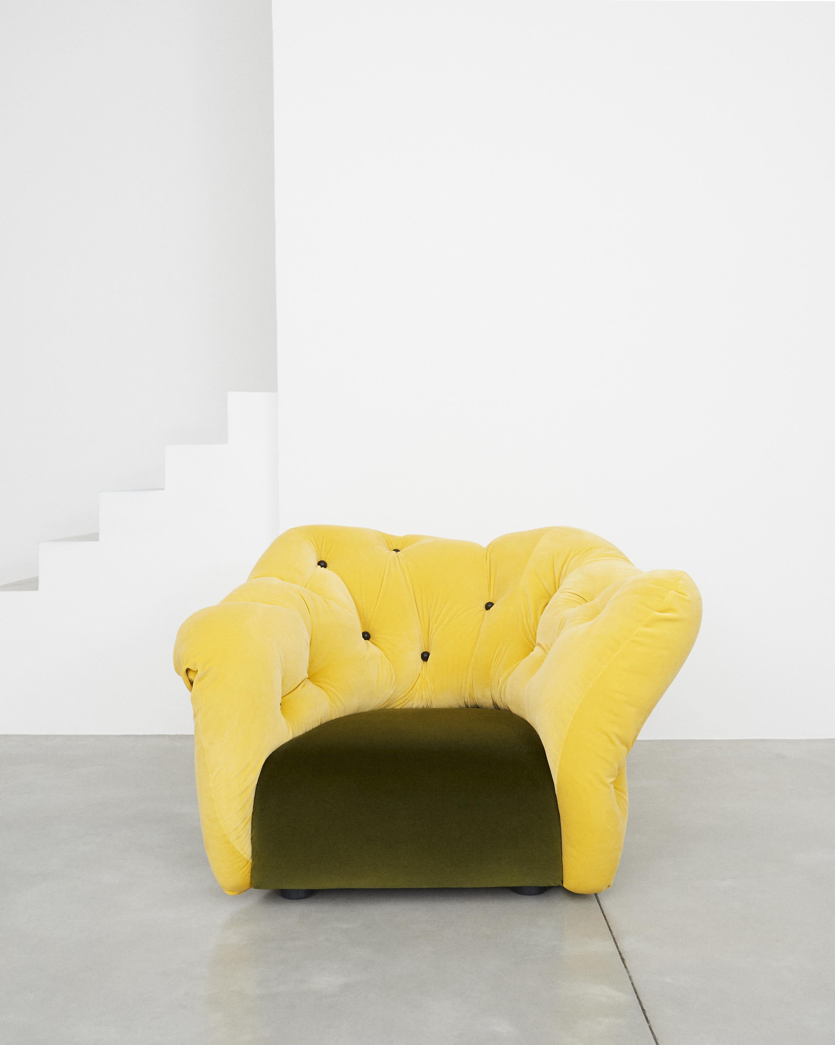 Sofá Nubola 133 Terciopelo Amarillo-Musgo by Gaetano Pesce Siglo XXI y contemporáneo en venta