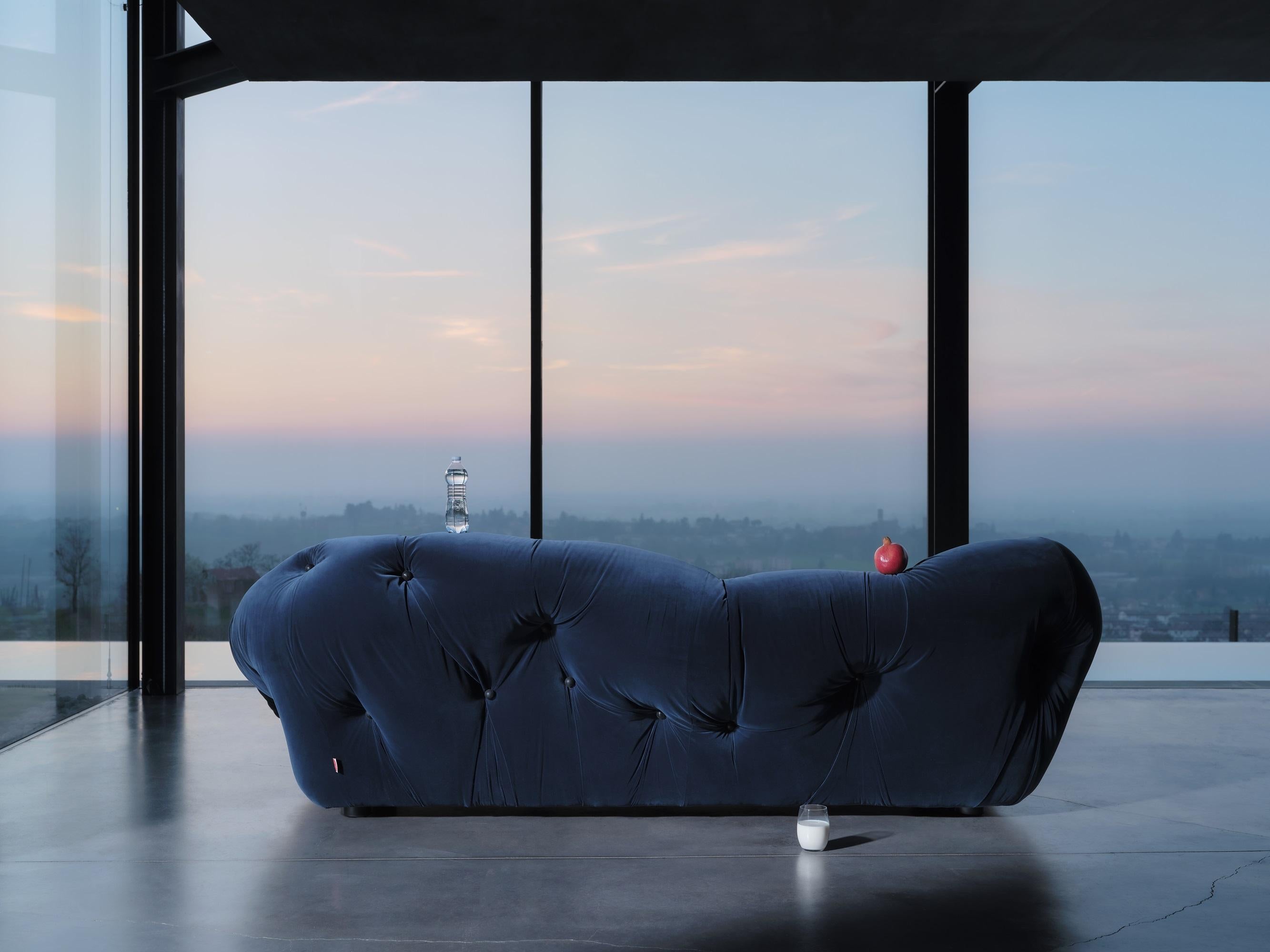 Nubola 238 Velvet Sofa in Cobalt by Gaetano Pesce For Sale 14