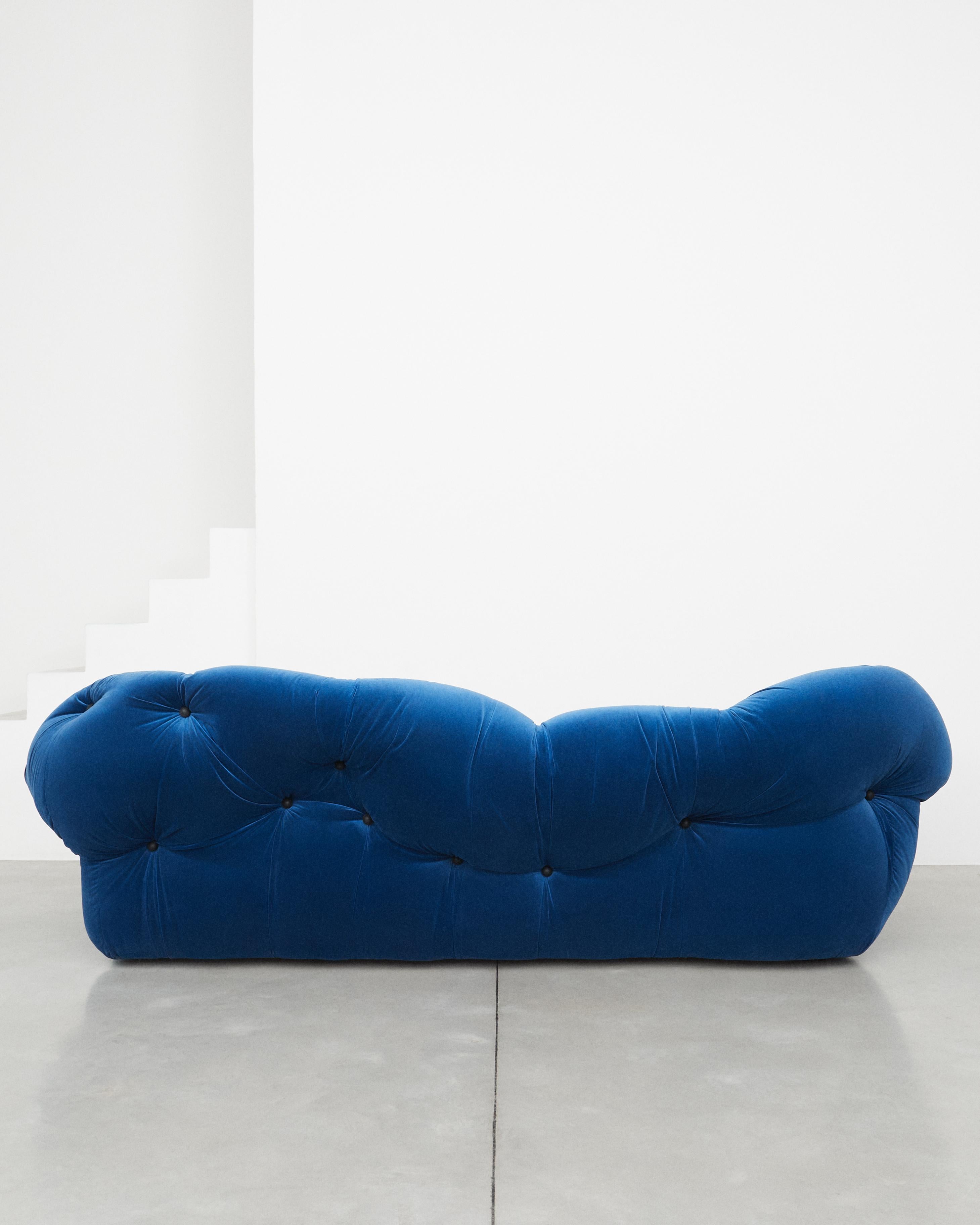 Nubola 238 Velvet Sofa in Cobalt by Gaetano Pesce For Sale 2
