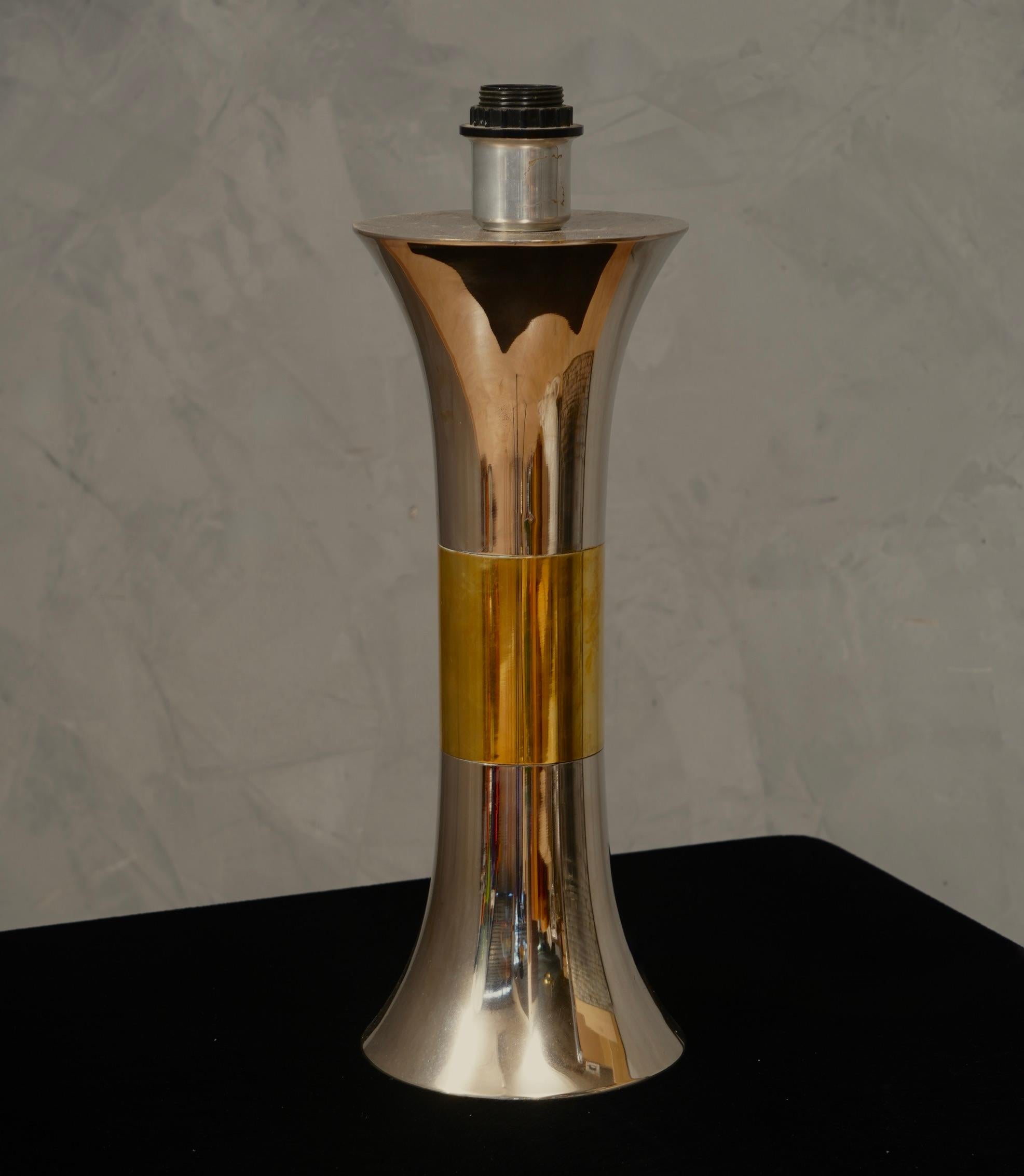 Late 20th Century Nucci Valsecchi Brass and Chrome Table Lamp, 1970 For Sale