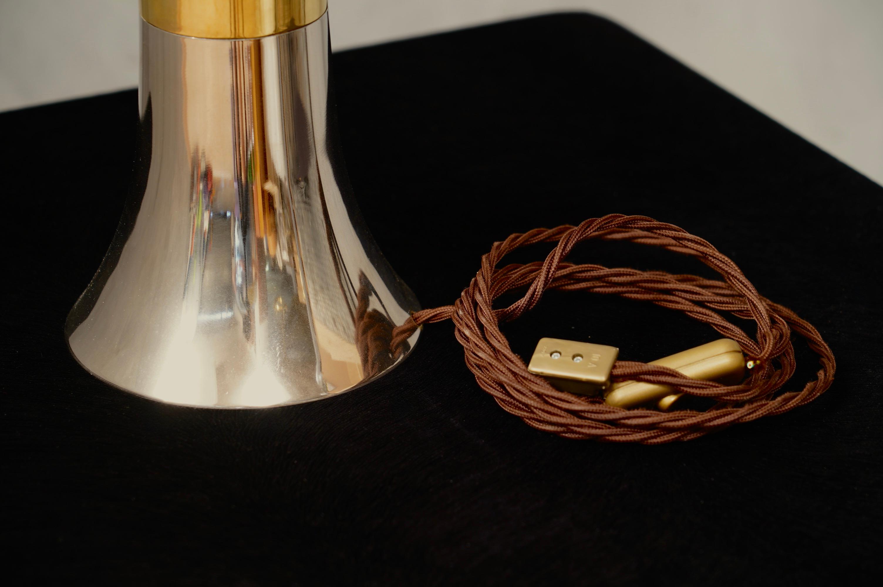 Late 20th Century Nucci Valsecchi Brass and Chrome Table Lamp, 1970 For Sale