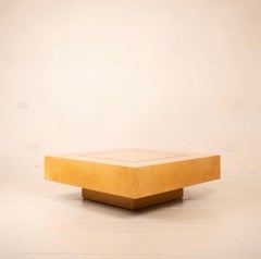 Nucci Valsecchi & Aldo Tura : Table basse en cuir de chèvre « Postmodern Italian Parchment »