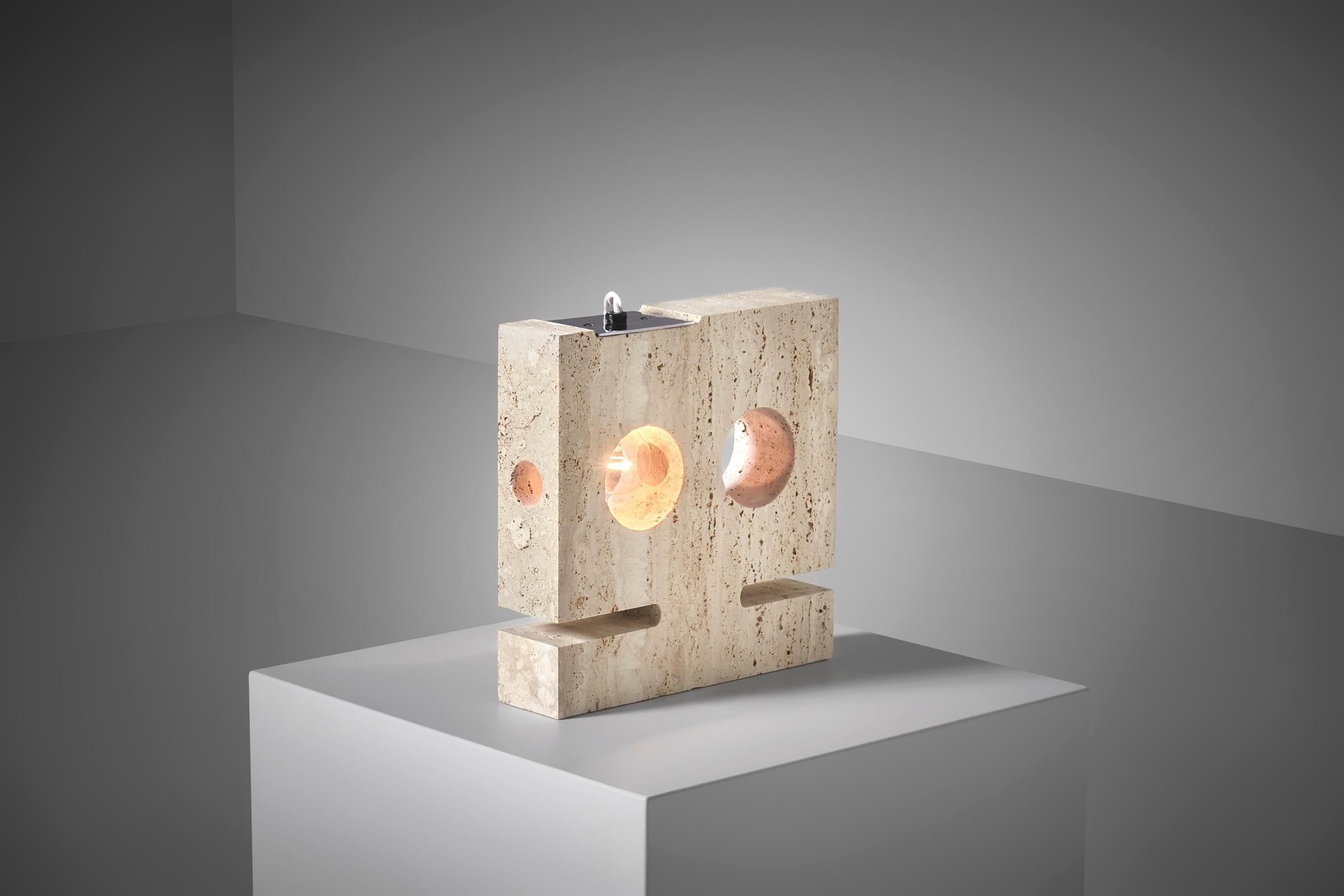 Late 20th Century Nucleo Sormani Travertine table lamp, Italy ca. 1970 For Sale