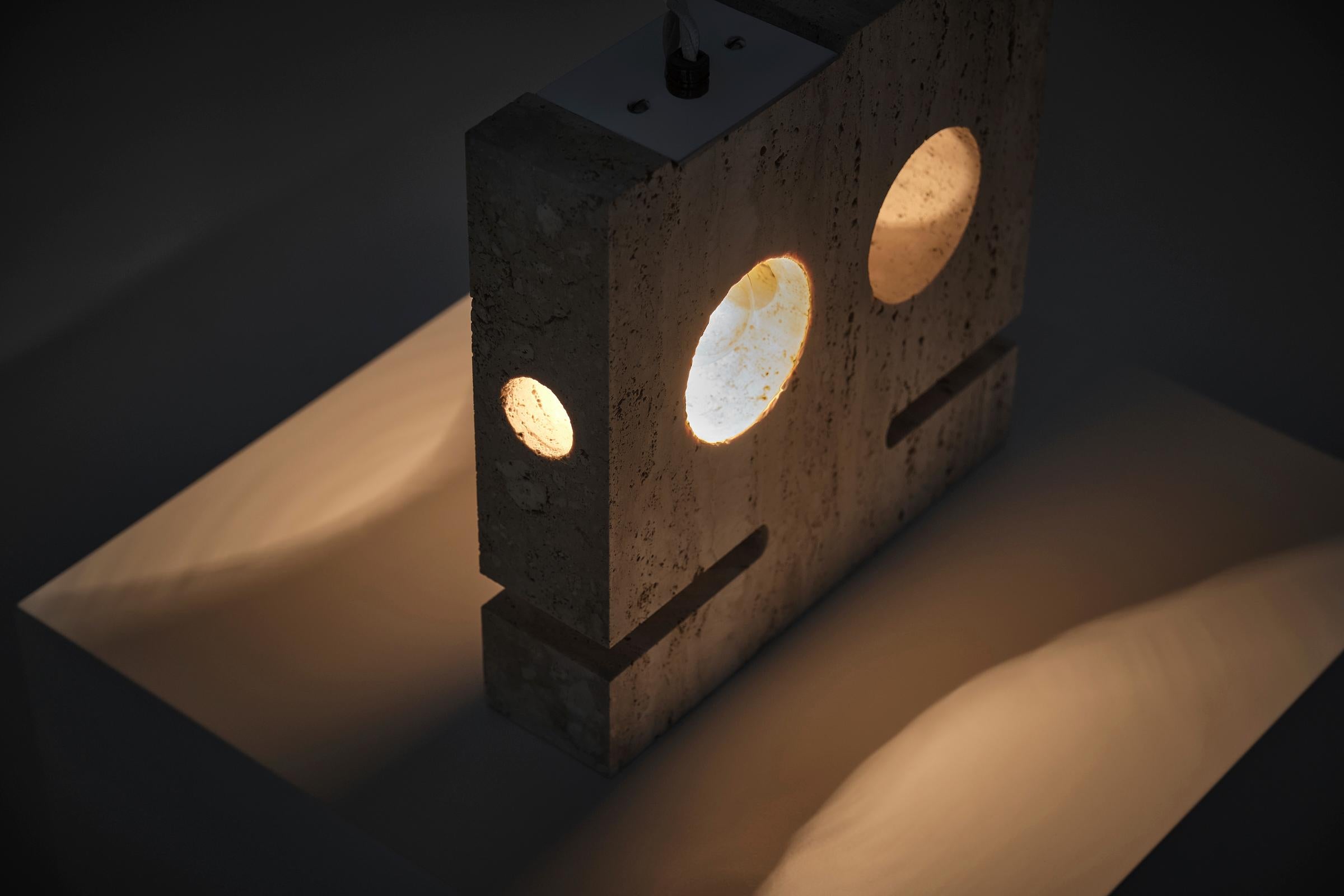 Nucleo Sormani Travertine table lamp, Italy ca. 1970 For Sale 1