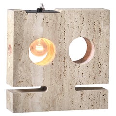 Nucleo Sormani Travertine table lamp, Italy ca. 1970