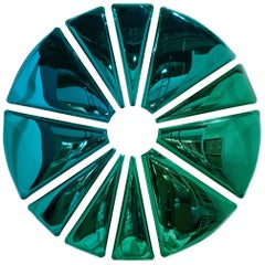 Nucleus Oversized Mirror Sculpture in Gradient Emerald and Sapphire