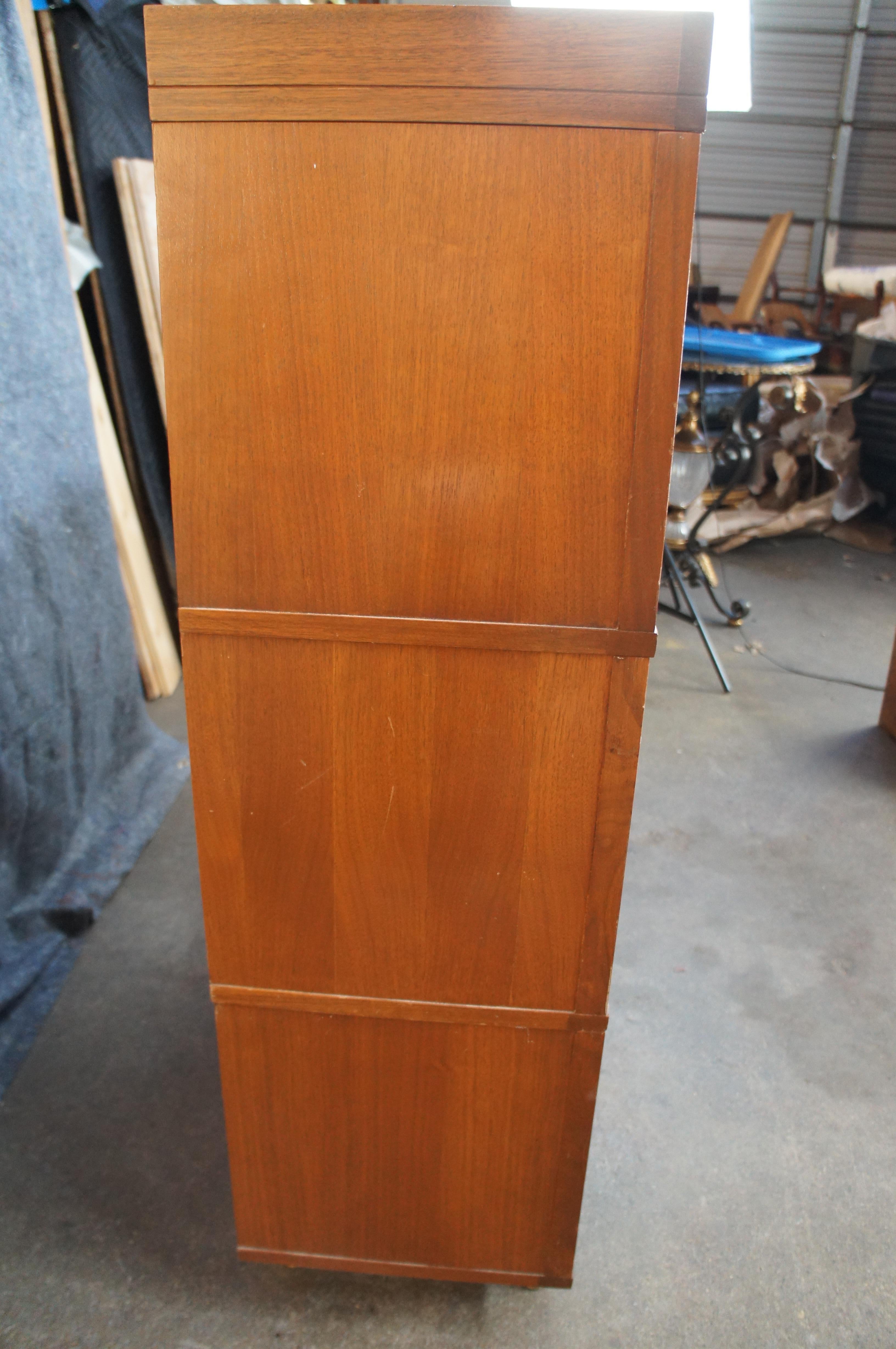 Nucraft Mid Century Modern Walnut Barrister Stacked Bookcase Display Cabinet MCM 1